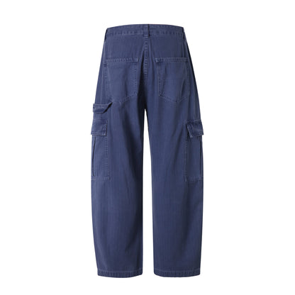 Men's soft canvas cargo pants with multiple flap pockets and elastic ankle cuffs EVA-US