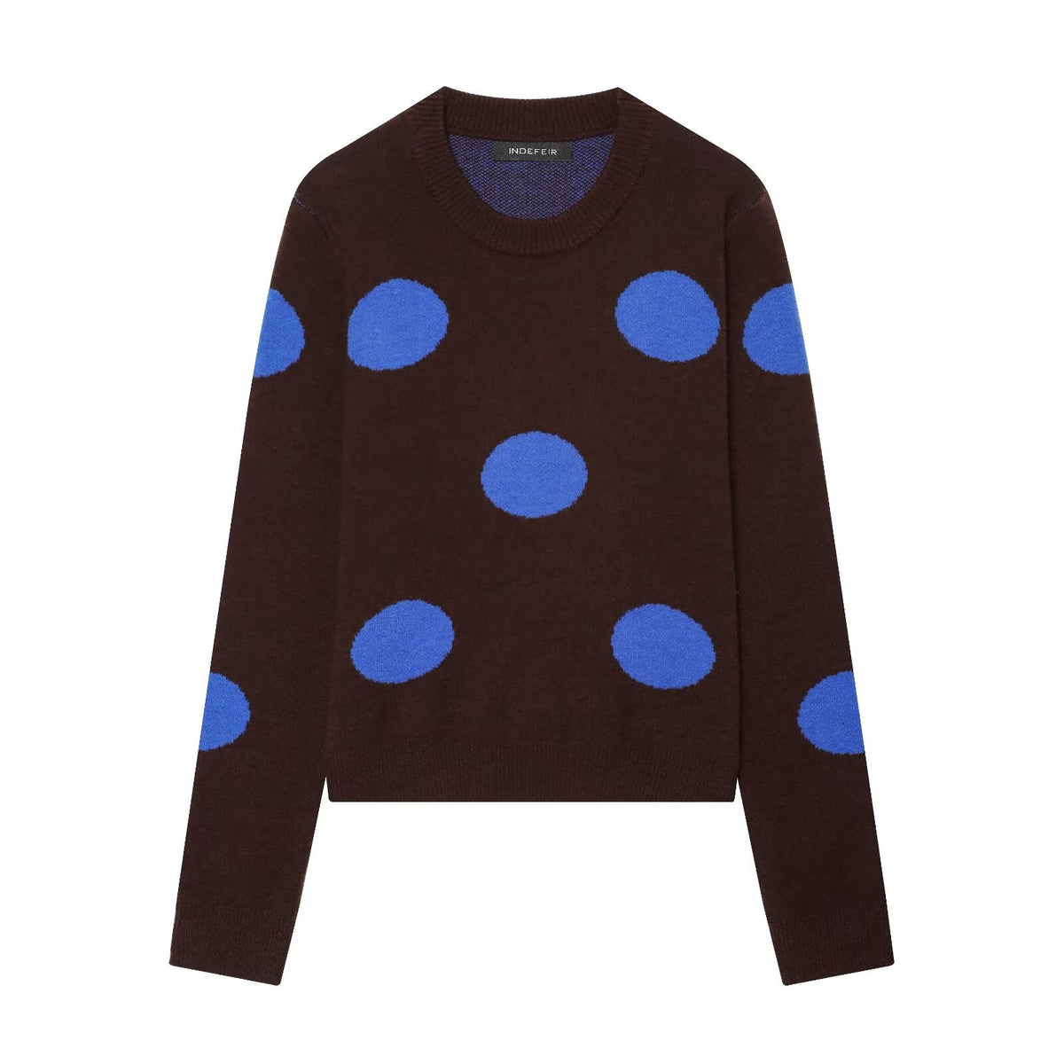 Women's fine knit round neck pullover with oversized dot pattern EVA-US