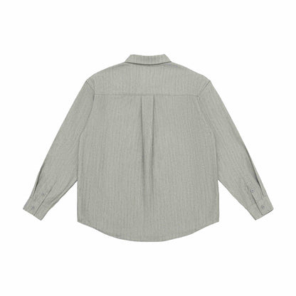 Unisex Oversized Shirt Jacket made of textured linen blend with chest pocket EVA-US