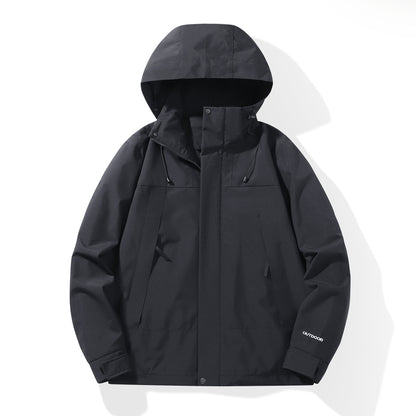 Men's Weatherproof Shell Parka with Adjustable Hood and Concealed Zippers EVA-US