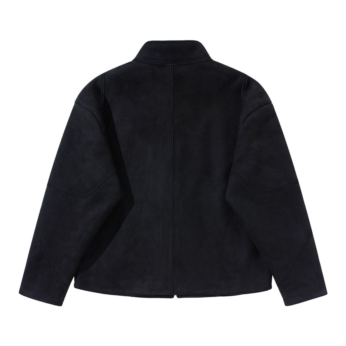 Men's short jacket in suede leather look with stand-up collar and distinctive dividing seam EVA-US