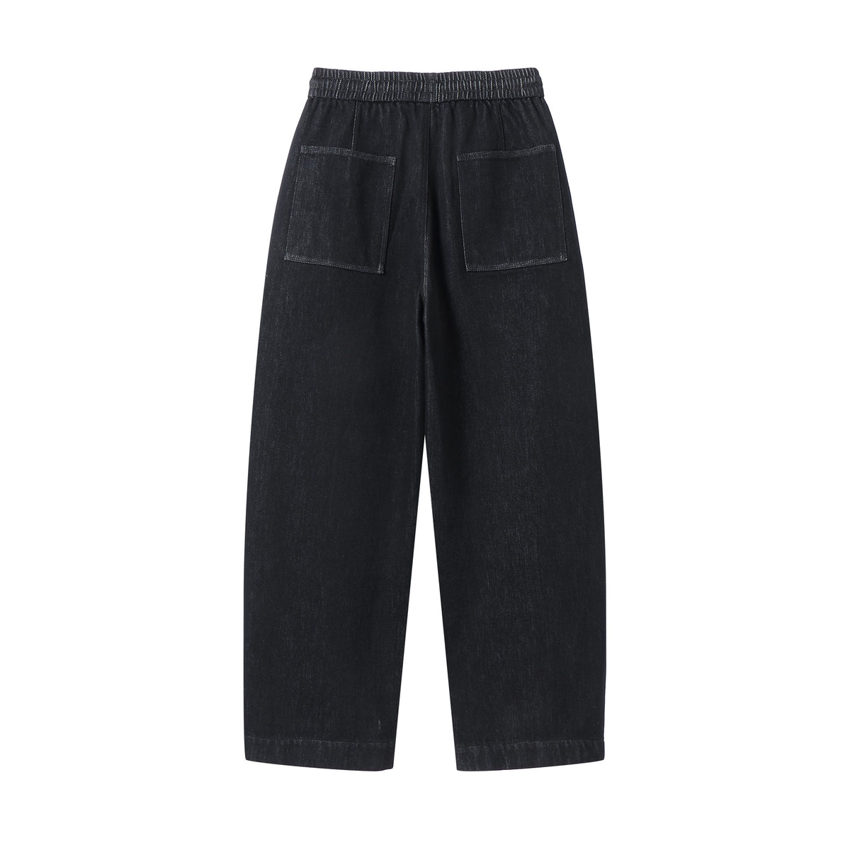 Women's loose cropped denim pants with elastic waistband, drawstring and side pockets EVA-US