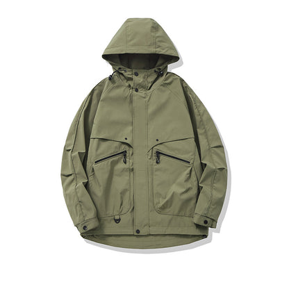 Unisex Technical Utility Field Jacket with Hood and Multiple Zipper Pockets EVA-US