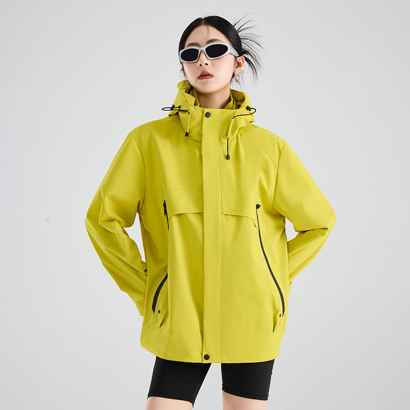 Women's technical waterproof oversized parka with hood and concealed zip pockets EVA-US
