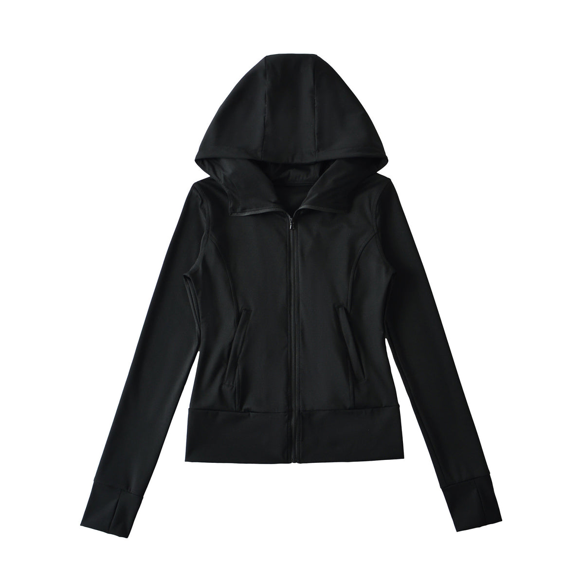 Women's Hooded Sports Jacket with Full Zip, Tailored Fit, and Integrated Zipper Pockets EVA-US