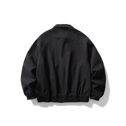 Unisex Boxy Canvas Blouson Jacket with Patch Pockets and Elastic Hem EVA-US