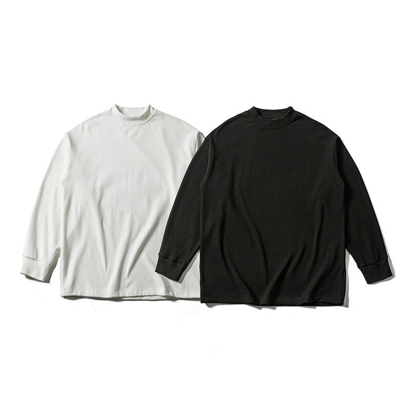 Unisex Oversize-Long sleeve shirt with mock neck made of cotton blend EVA-US
