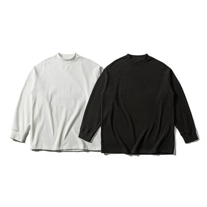 Unisex Oversize-Long sleeve shirt with mock neck made of cotton blend EVA-US