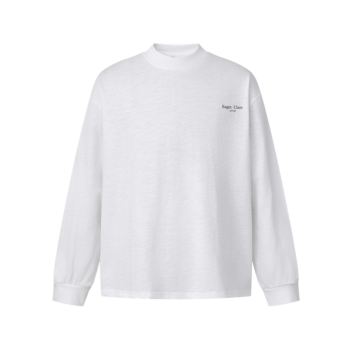 Unisex Oversize-Longsleeve Shirt with Slub Cotton and Half-High Roll Neck EVA-US