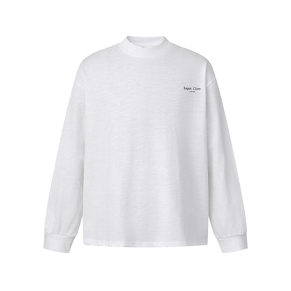 Unisex Oversize-Longsleeve Shirt with Slub Cotton and Half-High Roll Neck EVA-US