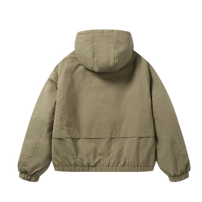 Men's technical hooded parka with water-repellent zippers, kangaroo pockets, and drawstring EVA-US