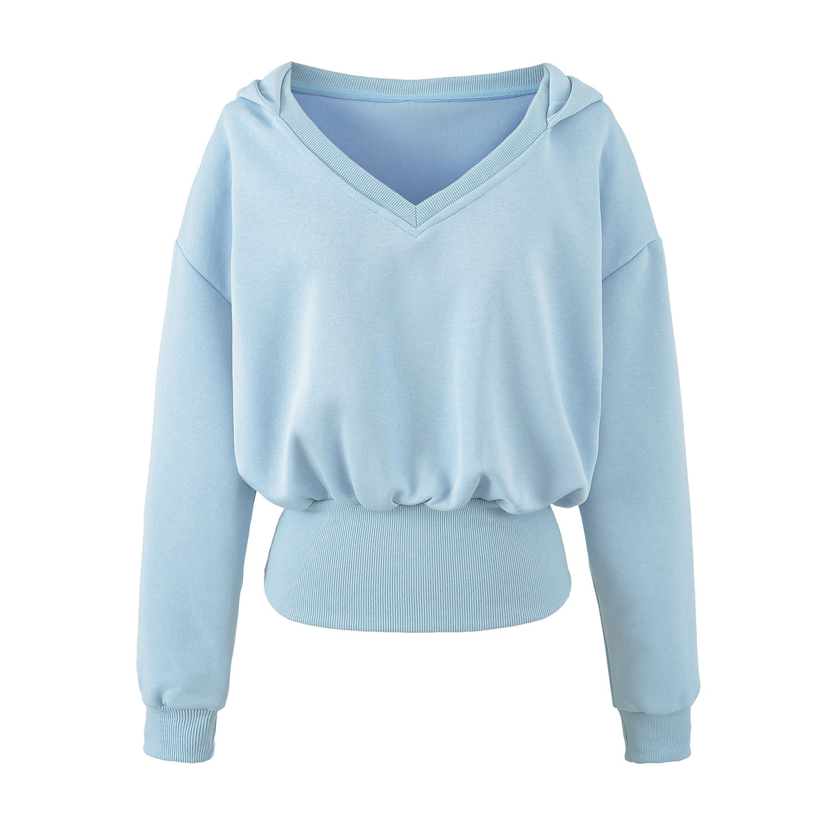 Women's Comfort Lounge Set with Short V Hooded Sweatshirt and High-Cut Wide-Leg Joggers EVA-US