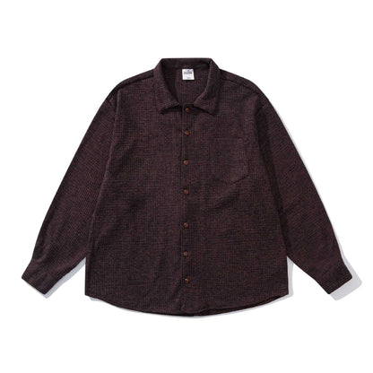 Unisex structured knit shirt jacket with kent collar and patch breast pocket EVA-US