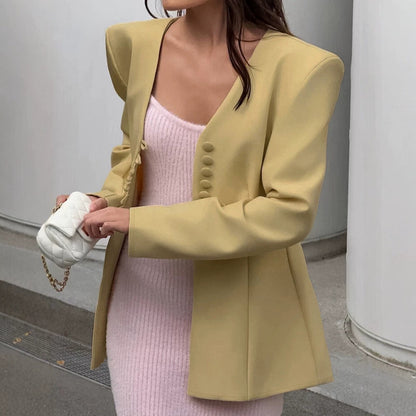 Women's sculptural tailored blazer with distinctive shoulder design EVA-US