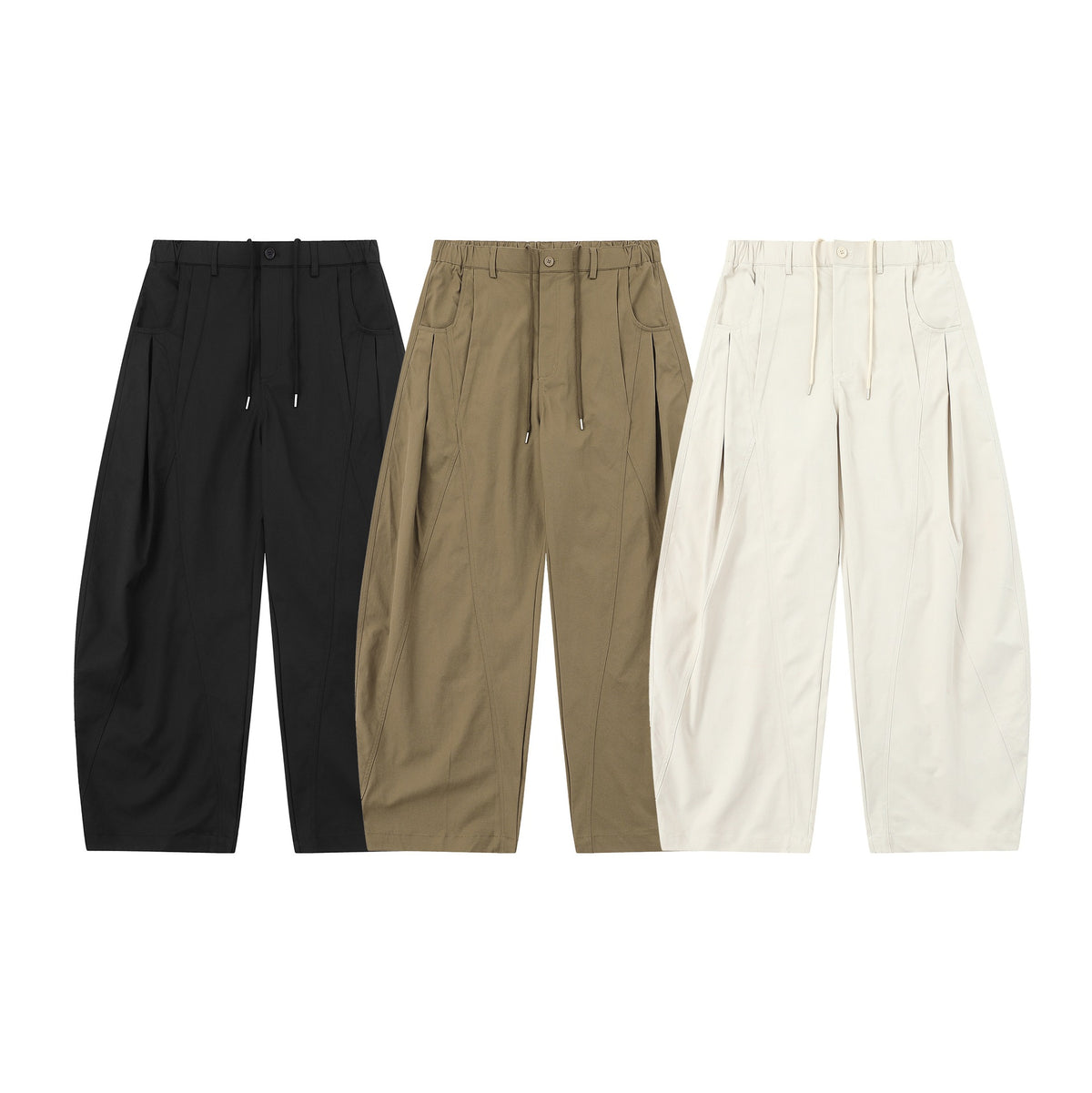 Women's High-Waist Cropped Cargo Pants with Quilted Panels and Drawstring