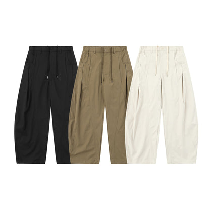 Women's High-Waist Cropped Cargo Pants with Quilted Panels and Drawstring