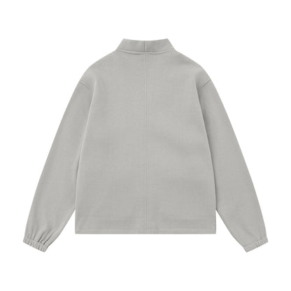 Unisex Oversize Sweat Jacket with Shawl Collar and Patch Pockets EVA-US
