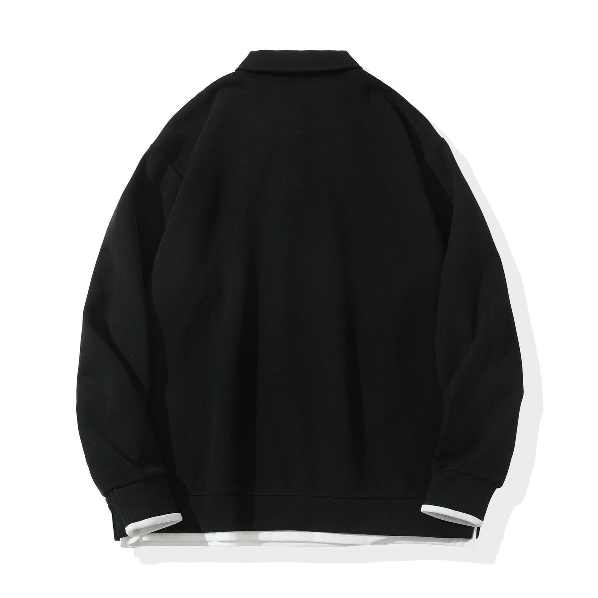 Unisex Oversize Polo Shirt Sweatshirt with Half Button Placket and Layering Effect EVA-US