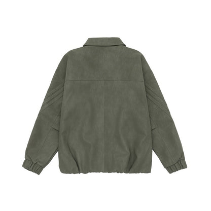 Unisex Boxy Shirt Jacket with concealed press stud placket, raglan seams and elastic hem EVA-US