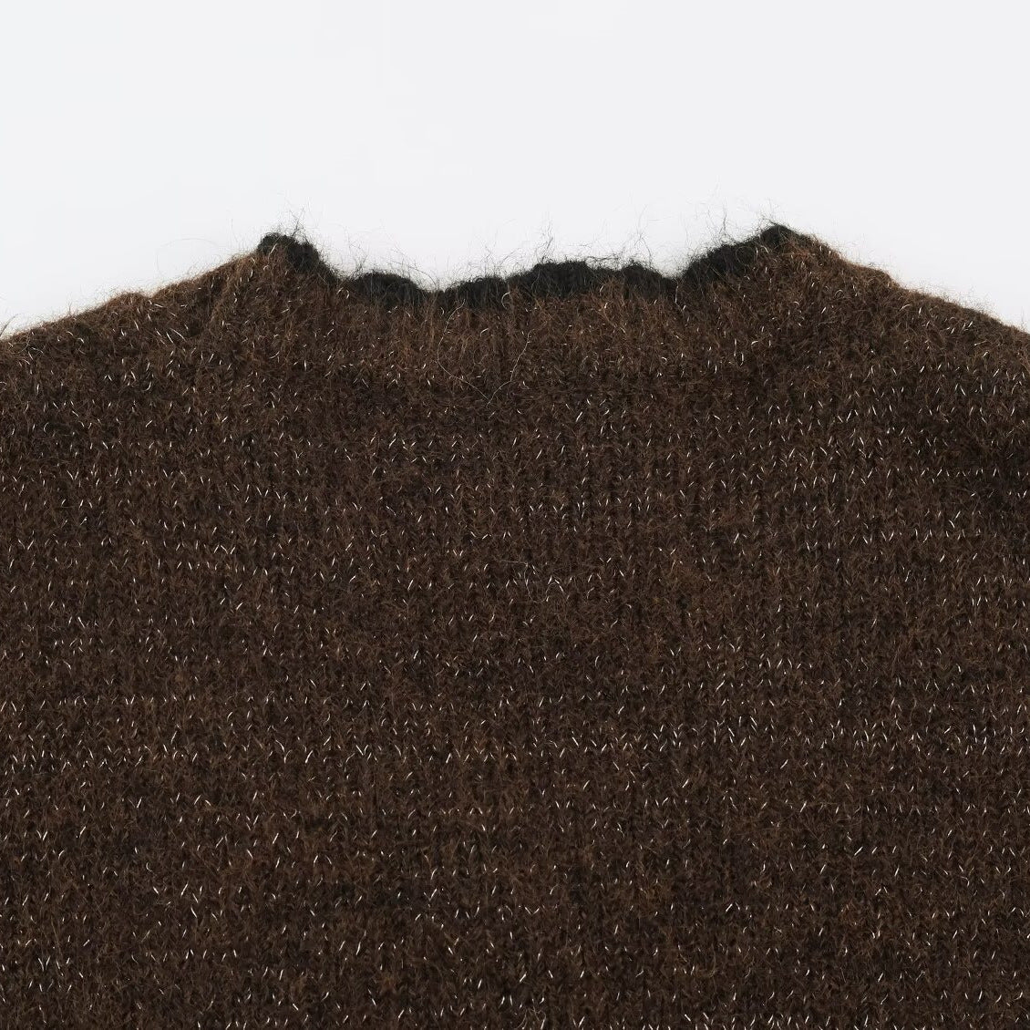 Women's Oversize Knit Cardigan with V-Neck, Button Placket and Contrasting Decorative Edges EVA-US