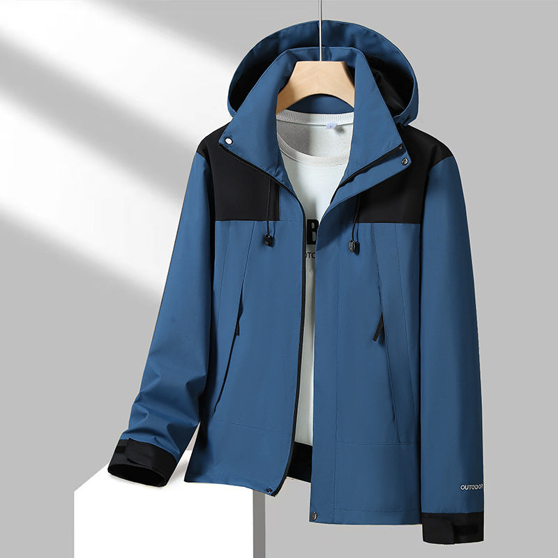 Men's Lightweight Softshell Jacket with Contrast Shoulder, Adjustable Hood and Water-Repellent Membrane EVA-US