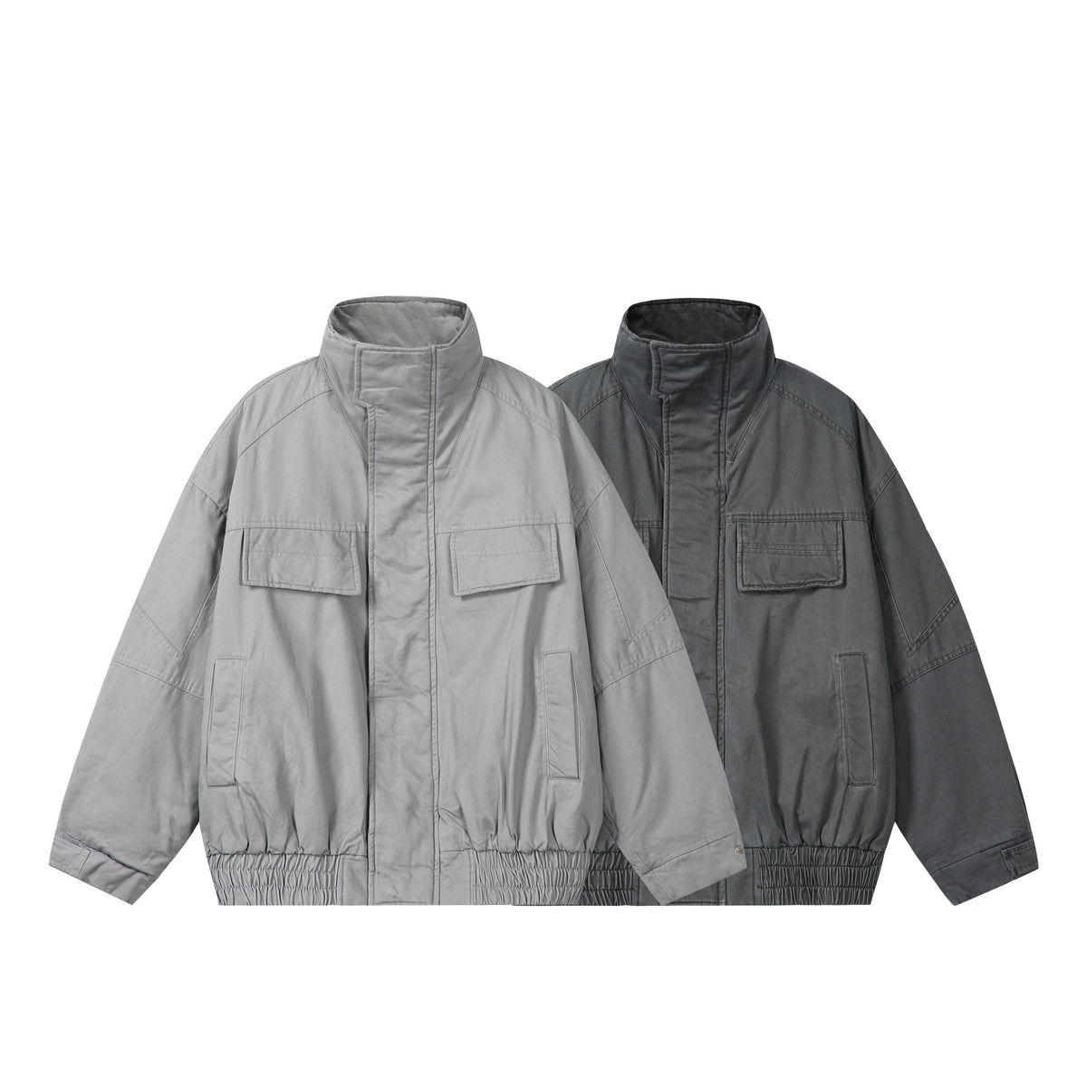 Unisex Boxy-Field jacket with high stand-up collar, flap pockets and elastic hem EVA-US