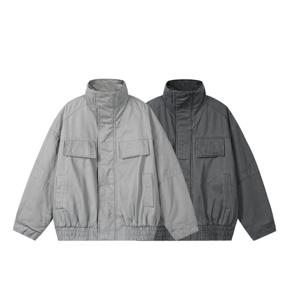 Unisex Boxy-Field jacket with high stand-up collar, flap pockets and elastic hem EVA-US