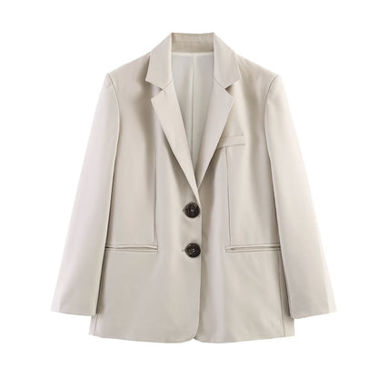 Women's Tailored Blazer with Soft Lapels and Welt Pockets EVA-US