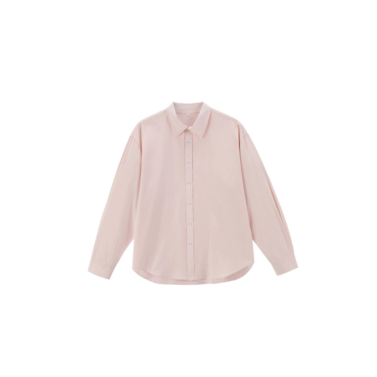 Women's Oversize Cotton Blouse with Kent Collar and Rounded Hem