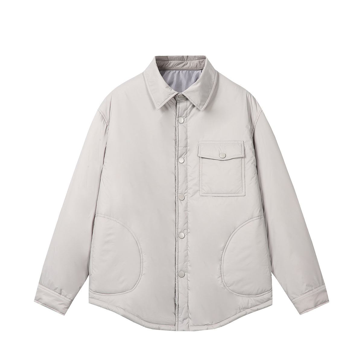 Unisex Short Cut Thermal Shirt Jacket with Shirt Collar and Flap Pocket EVA-US