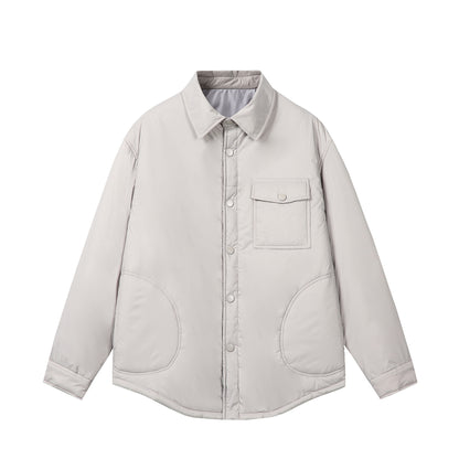Unisex Short Cut Thermal Shirt Jacket with Shirt Collar and Flap Pocket EVA-US