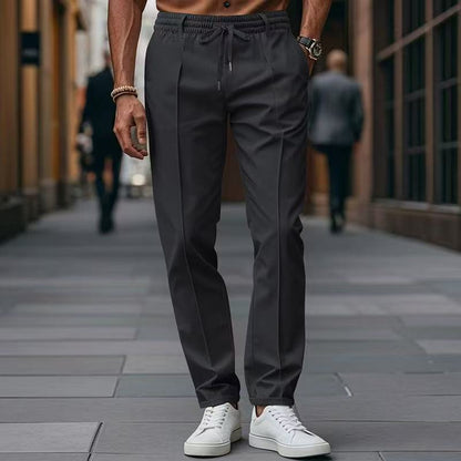 Men's elegant casual pants with elastic waistband and side pockets EVA-US