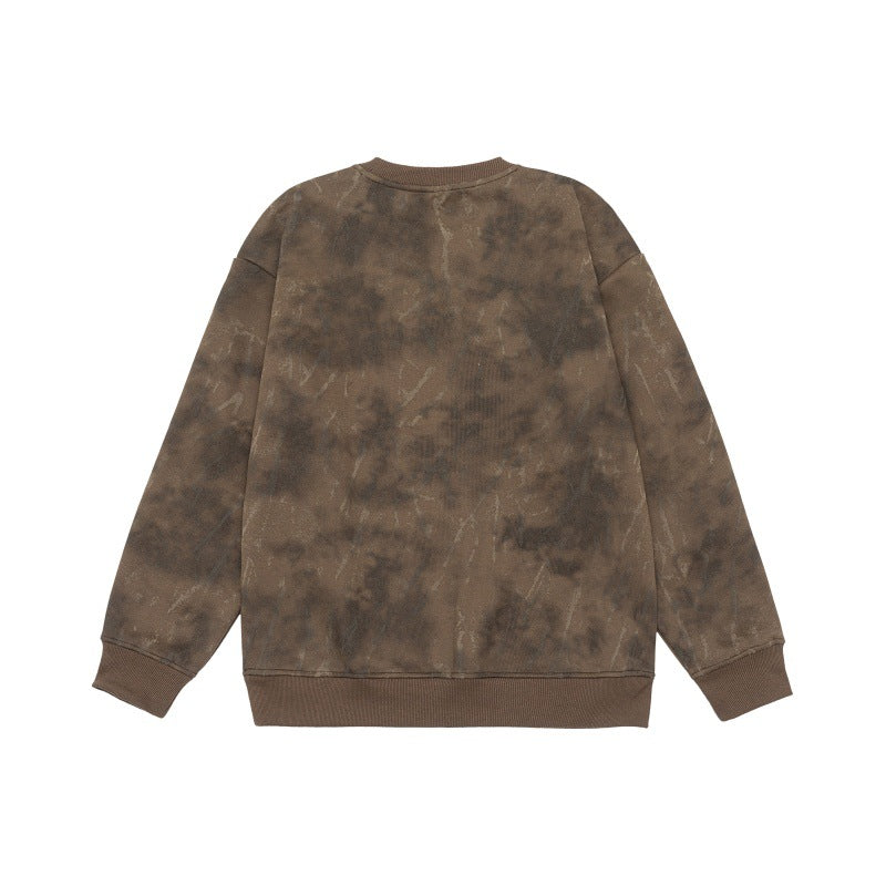 Unisex Oversize Sweatshirt with Vintage Camouflage Look and Ribbed Cuffs EVA-US