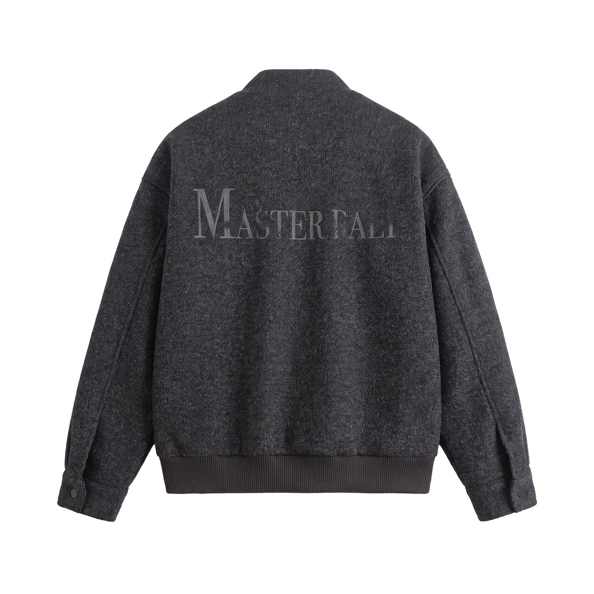 Men's Short Boxy Wool Mix Bomber with Stand-Up Collar and Ribbed Hem EVA-US