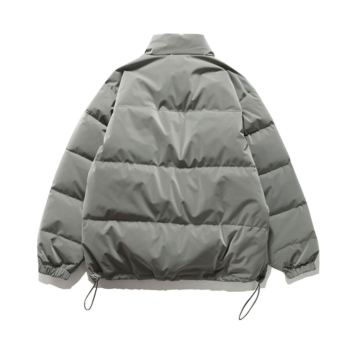 Unisex Short Oversized Quilted Puffer with High Stand-Up Collar and Drawstring EVA-US