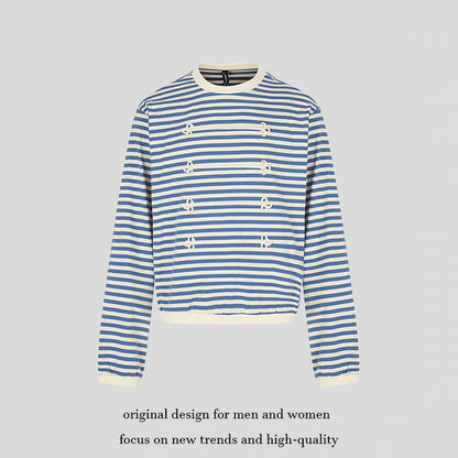 Women Striped Sweatshirt with Maritime Knot Applications EVA-US