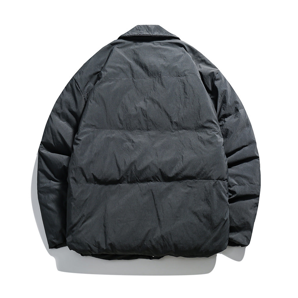 Unisex Boxy padded shirt jacket with large flap pockets and snap button closure EVA-US