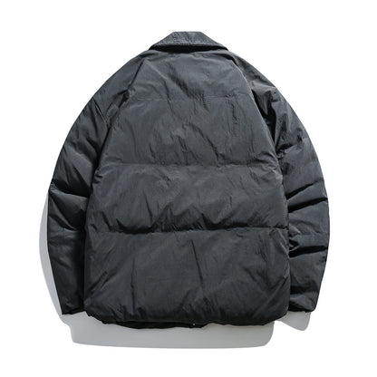Unisex Boxy padded shirt jacket with large flap pockets and snap button closure EVA-US