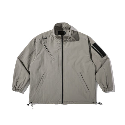 Unisex Lightweight Technical Wind Parka with Drawstring, Zipper Pockets and Sleeve Utility Pocket EVA-US