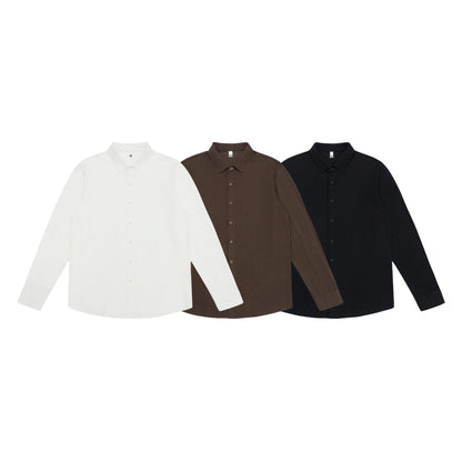 Men's fine cotton twill shirt jacket style with a Kent collar and rounded hem EVA-US