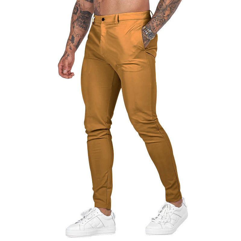 Men's Slim-Fit Chino Pants with Modern Design and Elastic Waist EVA-US