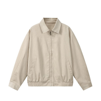 Men's casually cut corduroy blouson jacket with concealed zipper and elastic hem