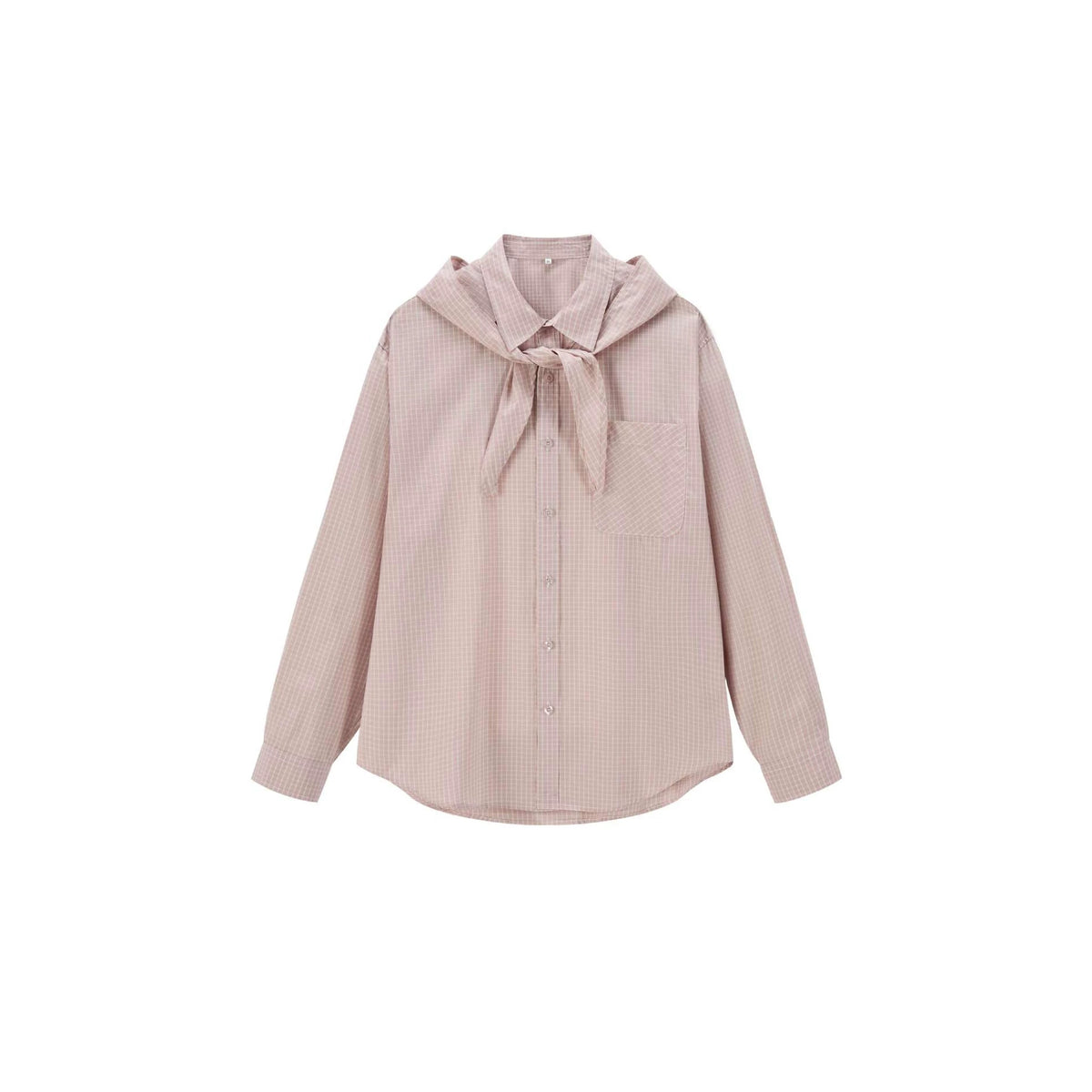 Women's shirt blouse with attached scarf and oversized cut EVA-US