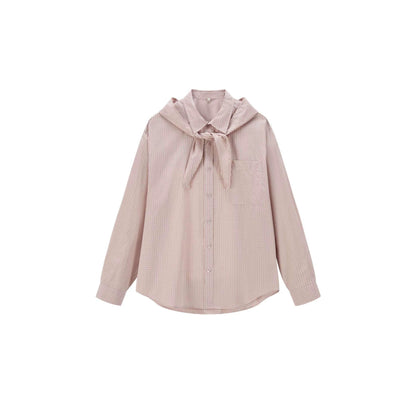 Women's shirt blouse with attached scarf and oversized cut EVA-US