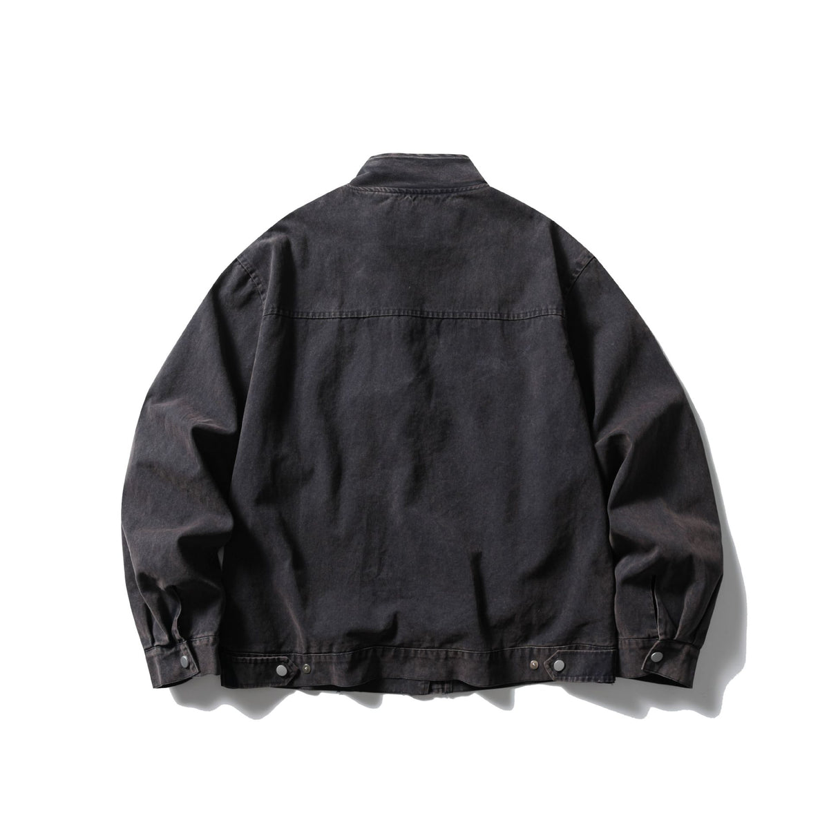 Men's Short Vintage Denim Field Blouson with Stand Collar, Toggle Closure and Utility Pockets EVA-US