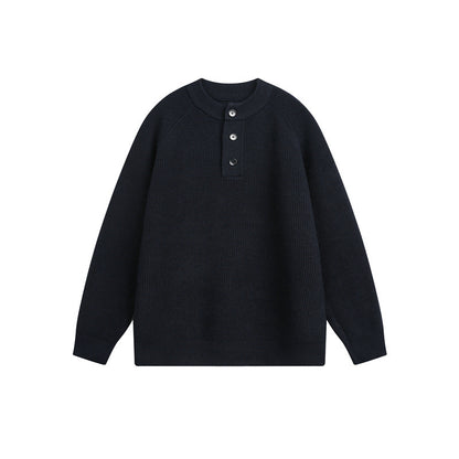 Unisex ribbed sweater with Henley placket and raglan sleeves EVA-US