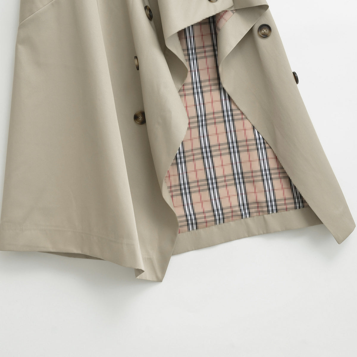 Women's Asymmetrical Trench Skirt with Waist Belt and Decorative Buttons EVA-US