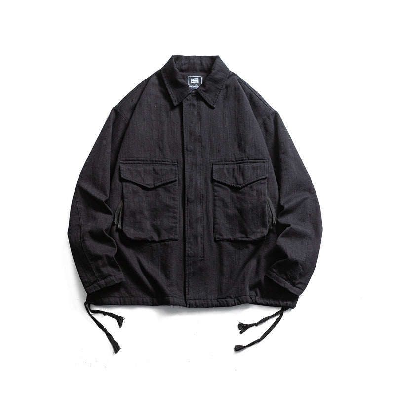 Men's Boxy Utility Blouson Jacket made of canvas with patch pockets and drawstring hem EVA-US
