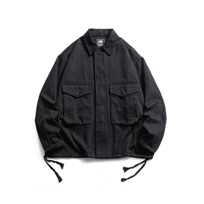 Men's Boxy Utility Blouson Jacket made of canvas with patch pockets and drawstring hem EVA-US