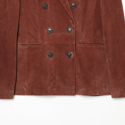 Women's cropped double-breasted velvet blazer with fitted silhouette and piped pockets EVA-US